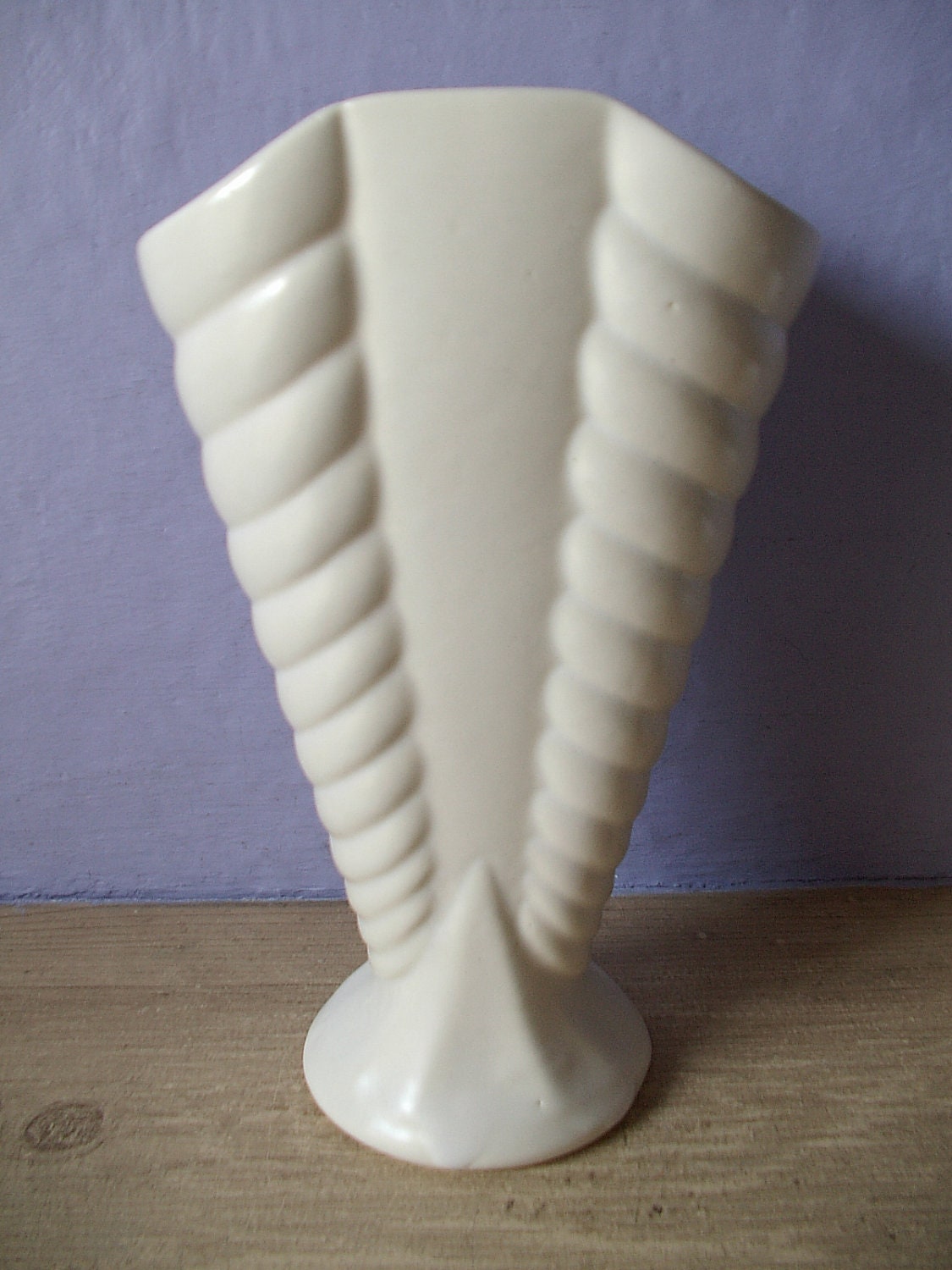 vintage art deco vase, matte white ceramic vase, USA pottery vase, dining room living room decor