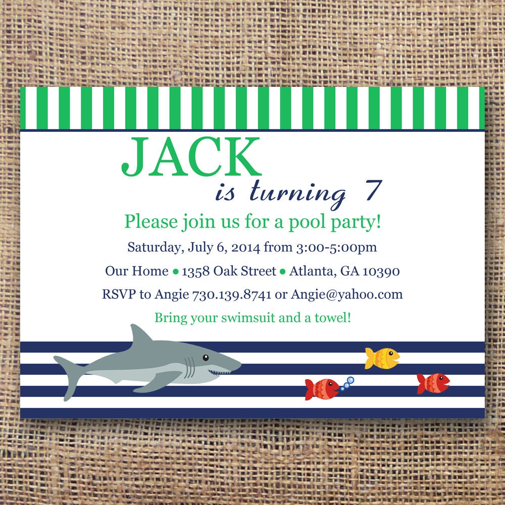 Printable Preppy Shark Invite-No photo Il_170x135