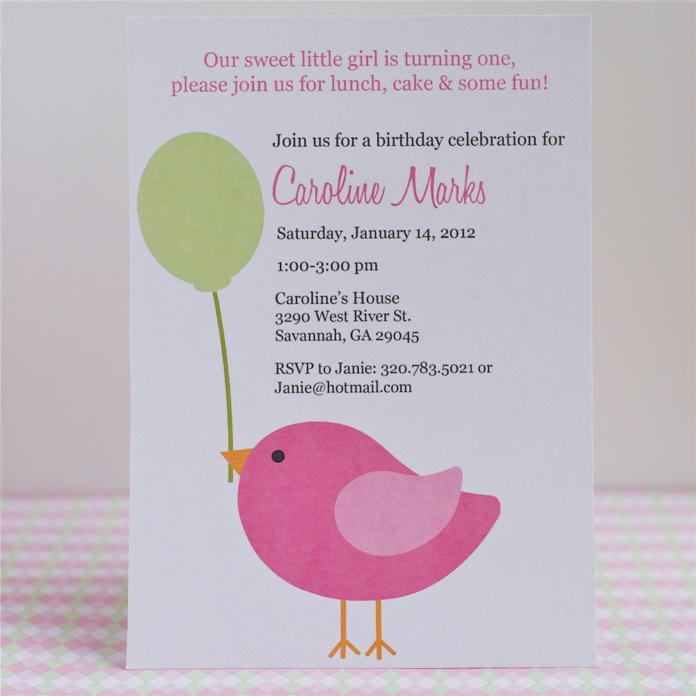 Printable Little Bird Birthday Invite Il_170x135