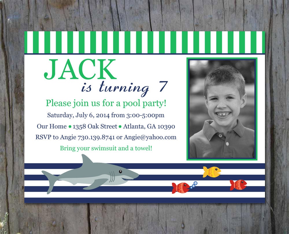 Printable Preppy Shark Birthday Invite Il_570xn