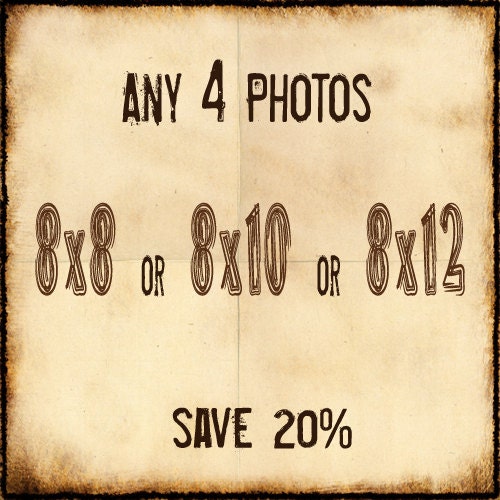 Discounted Print Set - 20% off - 8x8, 8x10 or 8x12 - you choose any 4 photos from my shop