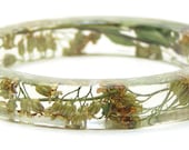 Real Flower Resin Jewelry- Flower Jewelry- Resin Jewelry- Orange Bracelet- Green Bracelet- Jewelry made with Real Flowers