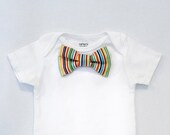 Retro Stripe Bow Tie Bodysuit Any Size NB 3M 6M 9M 12M 18M
