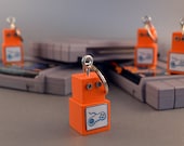 Robot Key Ring Key Chain Accessory, Functional Art, Orange Joystick