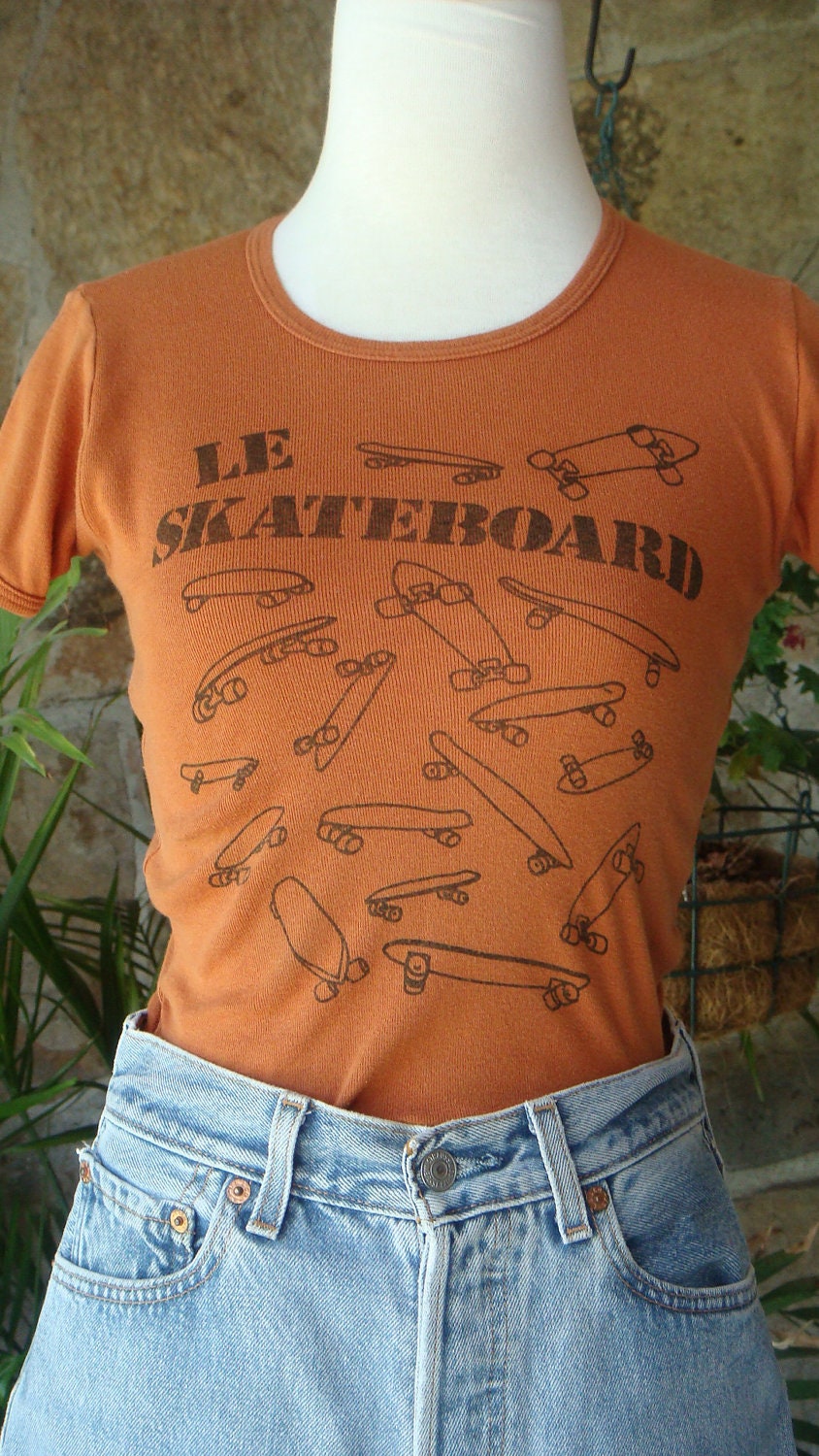 FRENCH SKATEBOARD TEE rare vintage 1970s tshirt xs