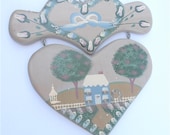 Vintage Carved Wood Heart Wall Décor Blue Heart Wood Wall Hang Heart Artwork Heart Home Décor Vintage Heart Wall Plaque Shabby Cottage Chic