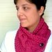 Raspberry Chunky Knitted Scarf, Cowl Neckwarmer, Pink Flambe