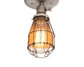 Minimalist Brushed Silver Cage Fixture light - Ceiling Flush Mount / Wall Sconce