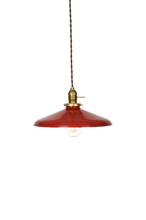 Industrial Gloss Red 12" Porcelain Enamel Shade Edison Pendant Light