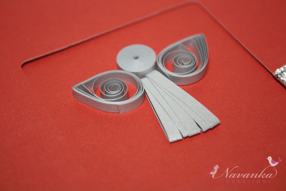 Handmade Greeting Card with Paper Quilling Angel for Christmas or Seasons Greetings
