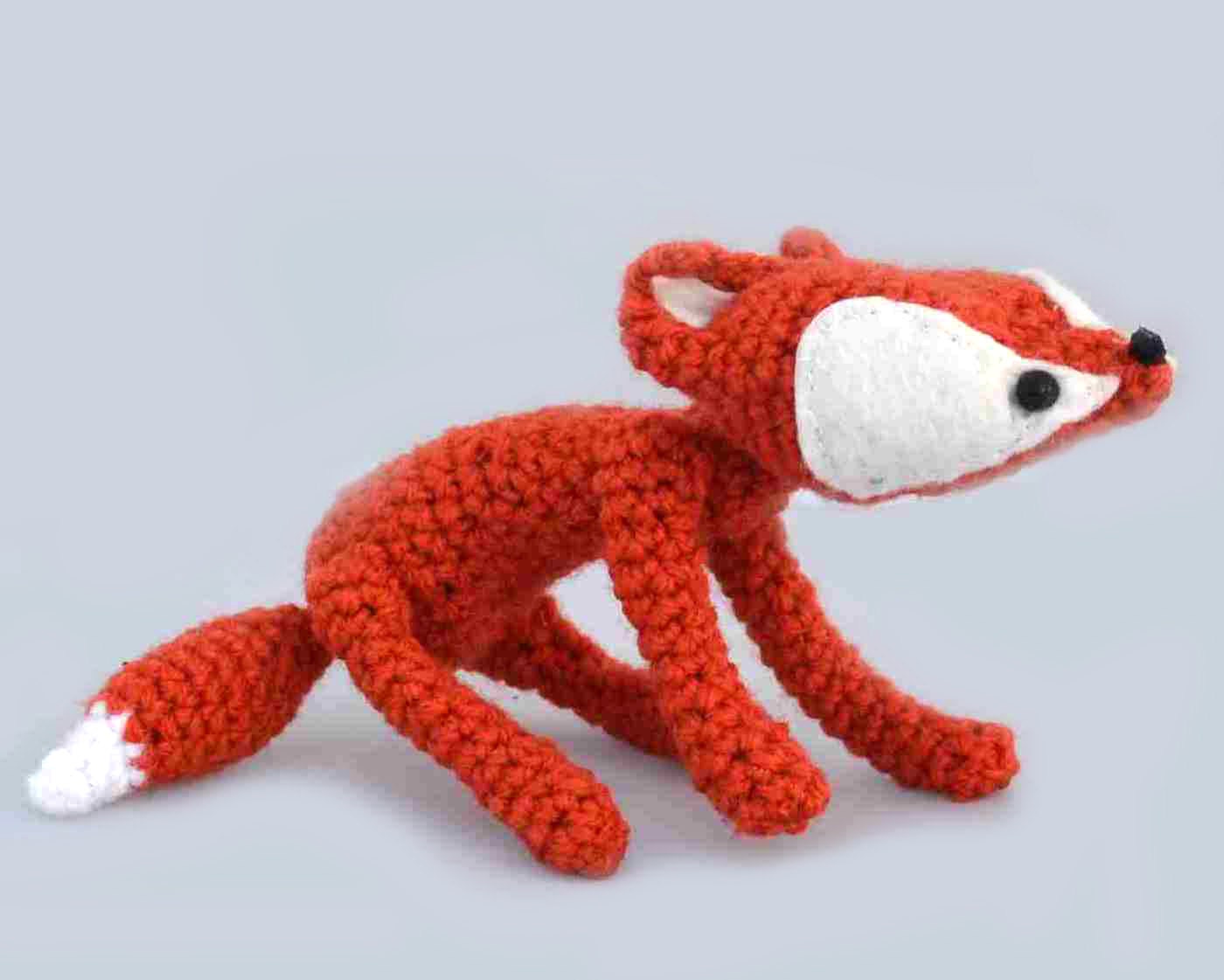 fox amigurumi plush woodland stuffed animal red white crochet art doll mini baby fox ready to ship - GretelCreations