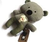 Teddy bear stuffed bear stuffed toy soft toy soft bear plush plushie rag doll toy stuffed animal grey gray olive moss green plush 25 cm 9.8"