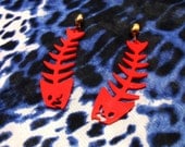 Red FISH BONE Earrings