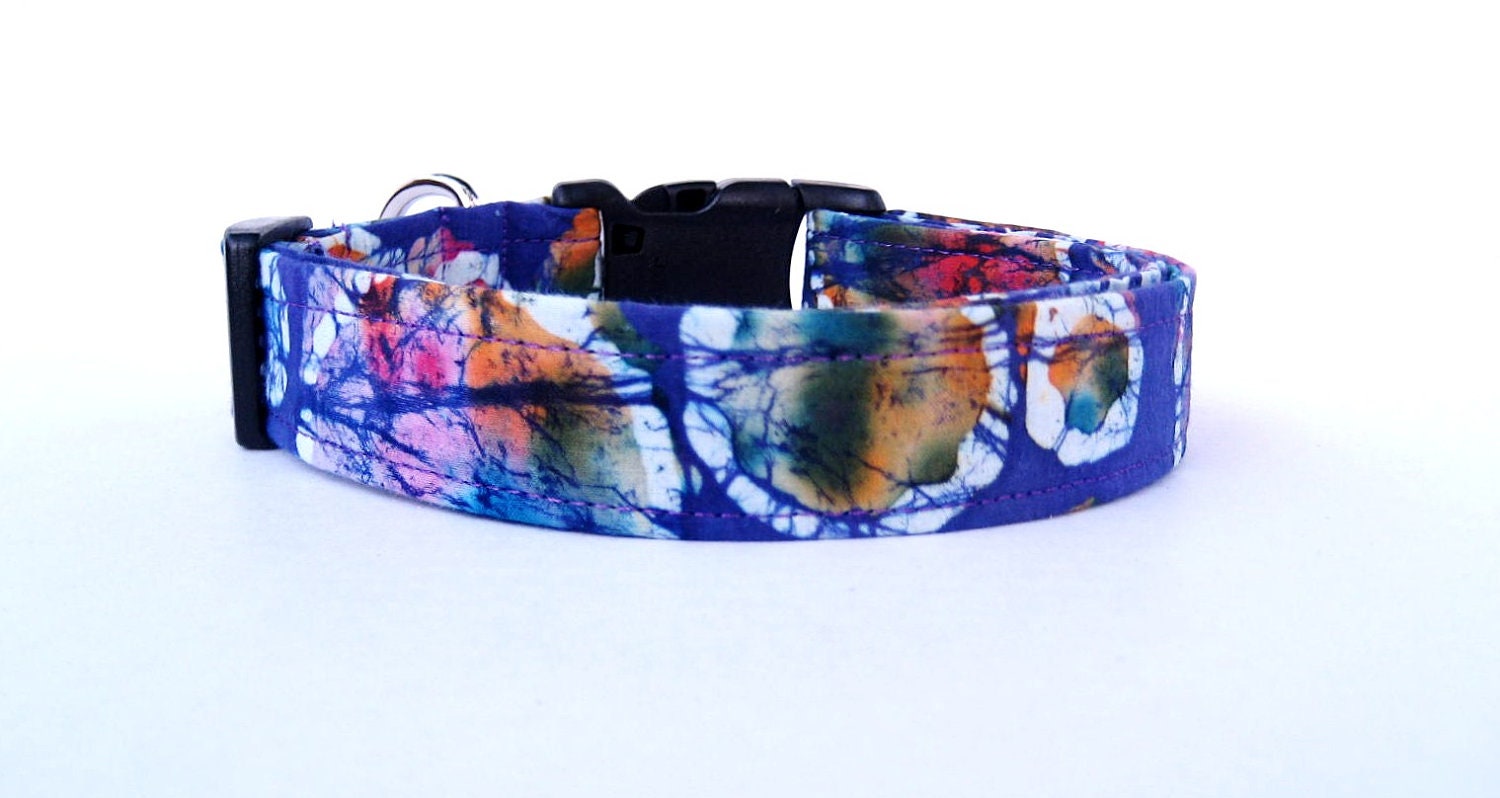 Purple Batik Dog Collar - 1" Wide - Medium & Large Sizes
