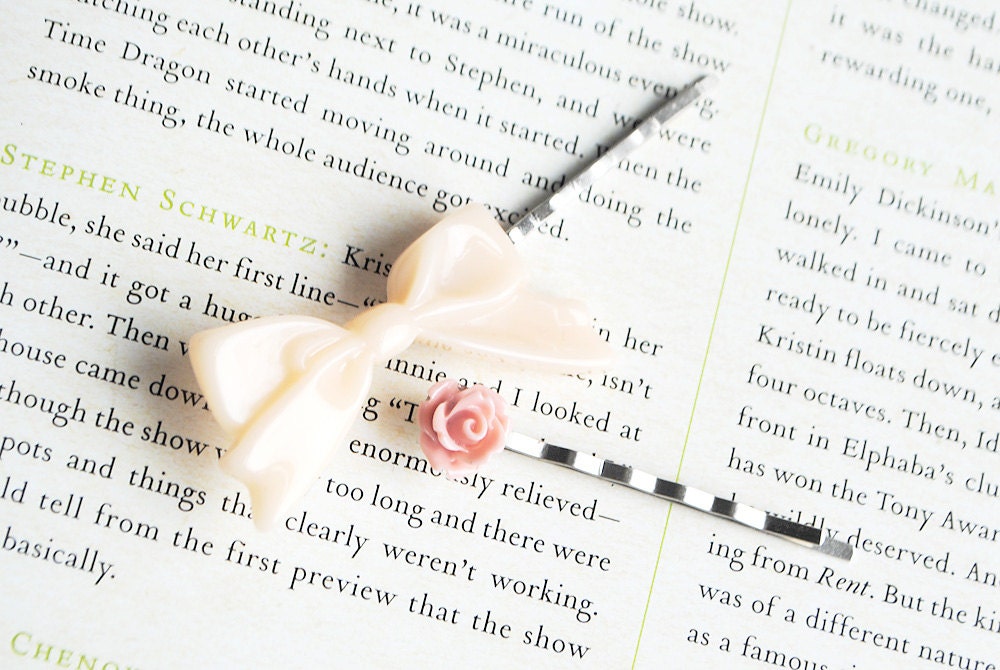 Bow and Flower Bobby Pins, Hair Grips, Clips