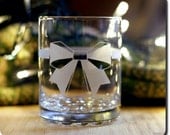 New Bow Etched 12.4 oz Double Old Fashioned Glass
