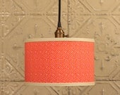 Lighting With Tangerine and Lilac Pink Fabric Drum Shade