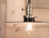 Lighting with Flat Black Metal Shade and Exposed Socket
