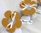 Yellow and Grey wedding Color Trends 2013 table decor - Recycled Plantable Paper Flower Seed Bomb Wedding Favor -