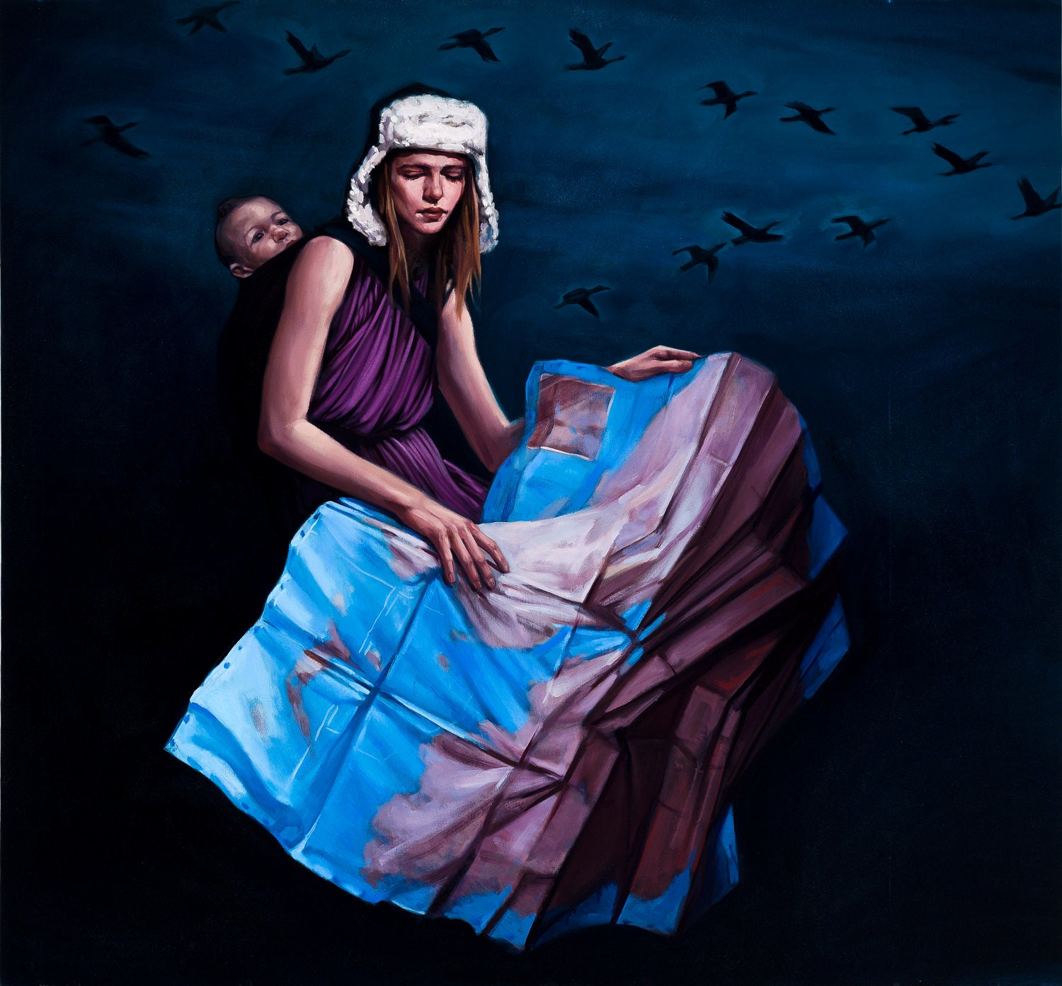painting woman baby travel map "Manifest"