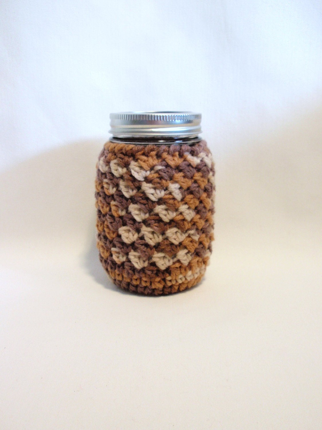 Mason Jar Cozy    Multi-colored Earth Tones  PINT Size   Tea Cozy