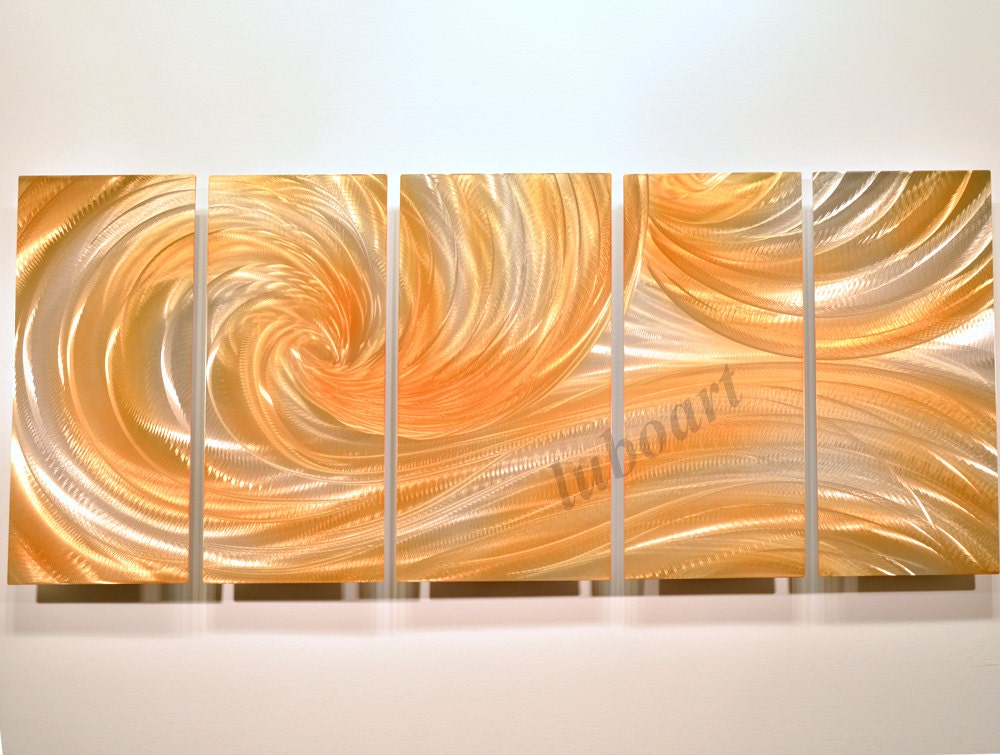 yellow gold METAL art oficce sculpture modern abstract home wall decor Original by luboart