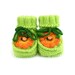 Hand Knitted Baby Booties with Crochet Flower - Light Green, 6 - 9 months