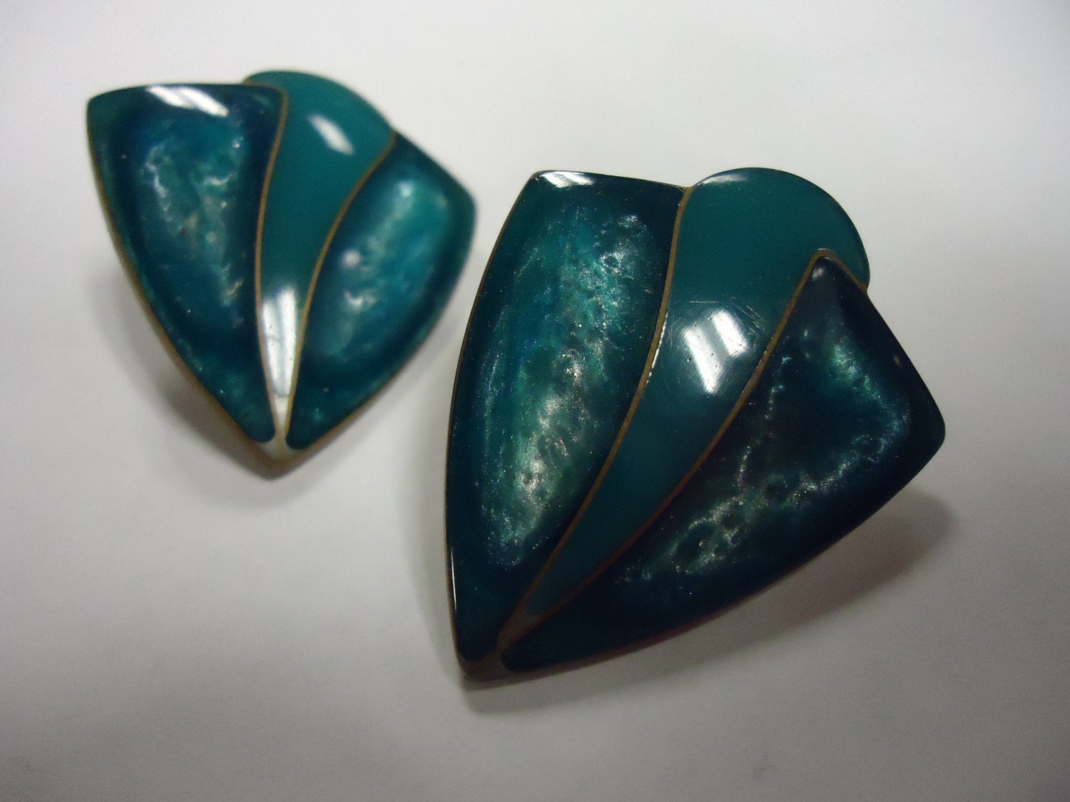 1980s Turquoise Galaxy Shield Shaped for Pierced Earrings