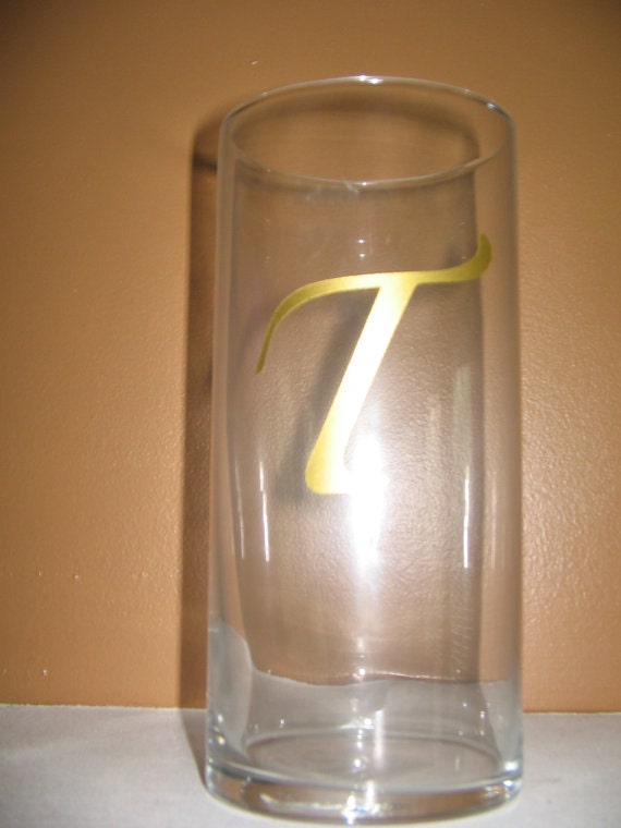 Gold Letter "T" Candle Holder Vase Personalized Monogrammed Custom Wedding Home Decor Holiday Hostess Gift