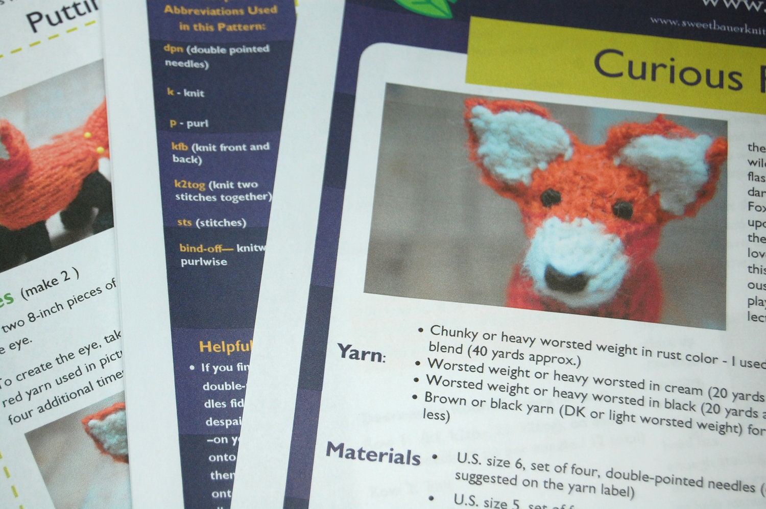 Knitting Pattern Fox Toy Digital Download PDF Waldorf Knit Fox Pattern DIY