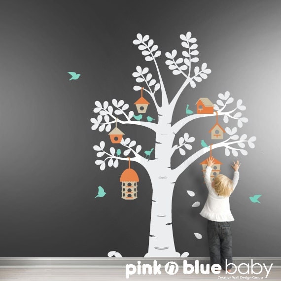 Bird Houses Tree Decal,   Nursery Kids Wall Decal , Kids Wall Decor Sticker