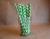 25 Green Striped Straws
