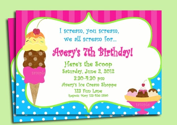 Ice Cream Invitation Printable - Ice Cream Brights Collection Il_570xn