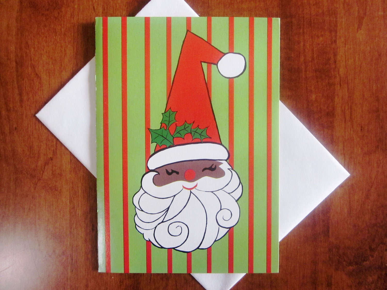 Vintage Christmas Card - African American Santa - One Unused Card with original Envelope - Cameo Greetings