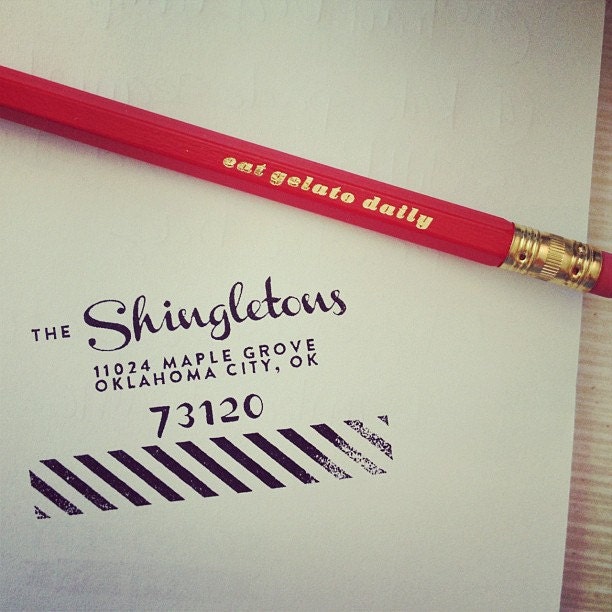 Personalized Address Stamp - Neapolitan Stripe  - Self Inking
