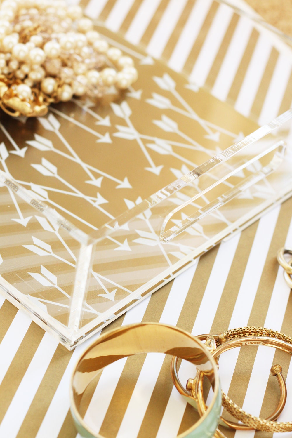 Limited Edition Metallic Lucite Tray - Arrow Print