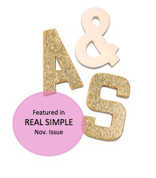 FEATURED in REAL SIMPLE - Glitter Block Letters - Monogram or Initials - Gold or Silver or neon - 2 glitter letters and one solid ampersand