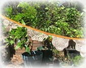 Arianna Bunting Vintage Doily Doilies Orange Banner Upcycled Wall Hangings Cream Beige Pumpkin