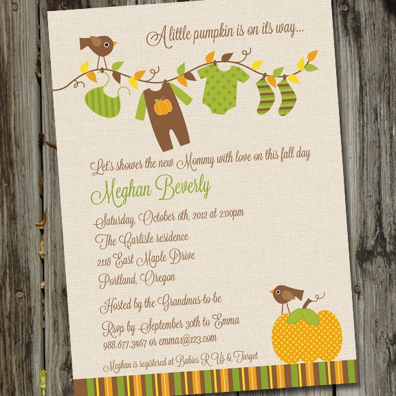 Little Pumpkin Printable Baby Shower Invitation