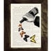 Book art print - Butterflies and Wine bottle collage - Upcycled dictionary book print