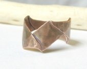 Copper Hammered Ring- Unqiue Rustic Band Ring
