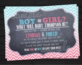 Boy or Girl Chalkboard Style Gender Reveal Invitation Digital File YOU-PRINT Il_170x135