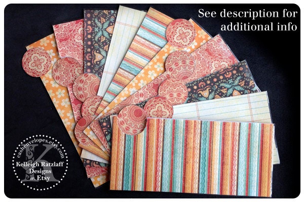 LAMINATED Cash Envelope System in Multi-Colored Stripes (10 envelopes)