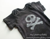 Skull and Crossbones Onesie - Hand Dyed & Painted