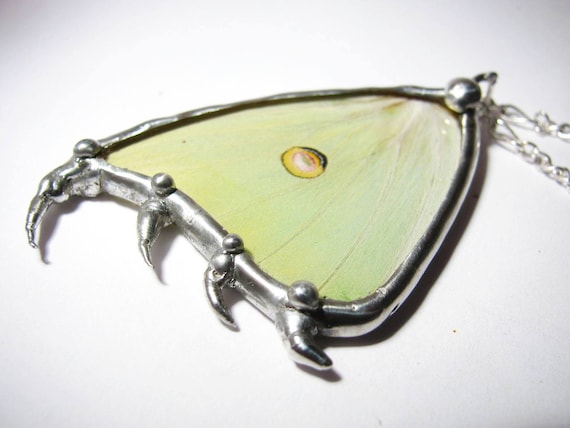 Real Recycled Luna Moth Wing Necklace
