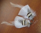 Meisa Vintage Recycled Upcycled White Guinea Fowl Polka Dot White Black Brown Gold Feathers Feather Plumage Plume Plumes Love Whimsy