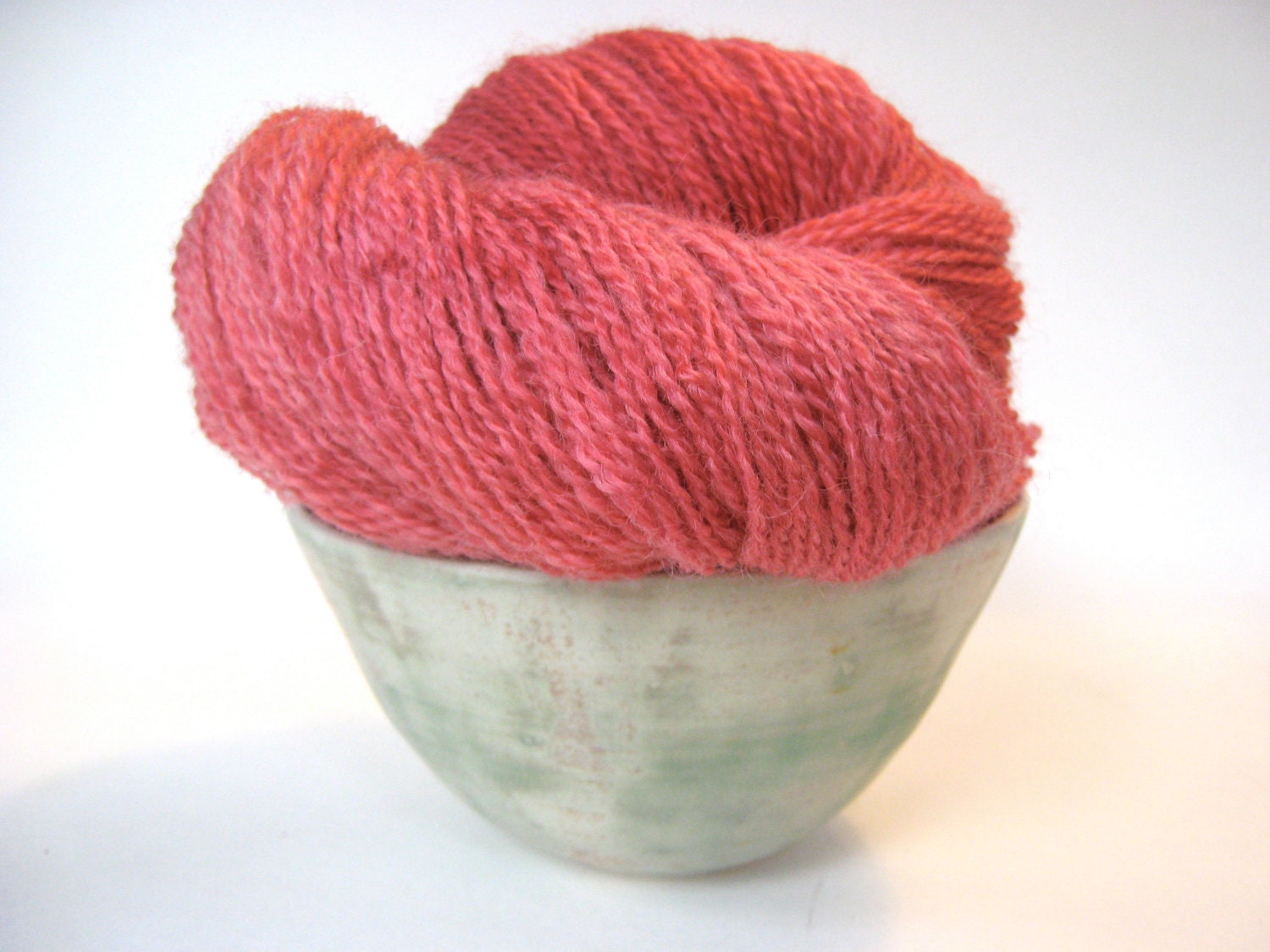 RHUBARB Hand Dyed Yarn Local NY Romney Wool and Mohair Fingering Weight Red - spinningmulefibers
