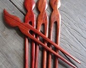 Wooden natural color hair pin design no.4