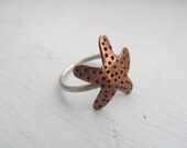 Copper starfish ring - hand fabricated copper and sterling silver metalwork made to order in your size