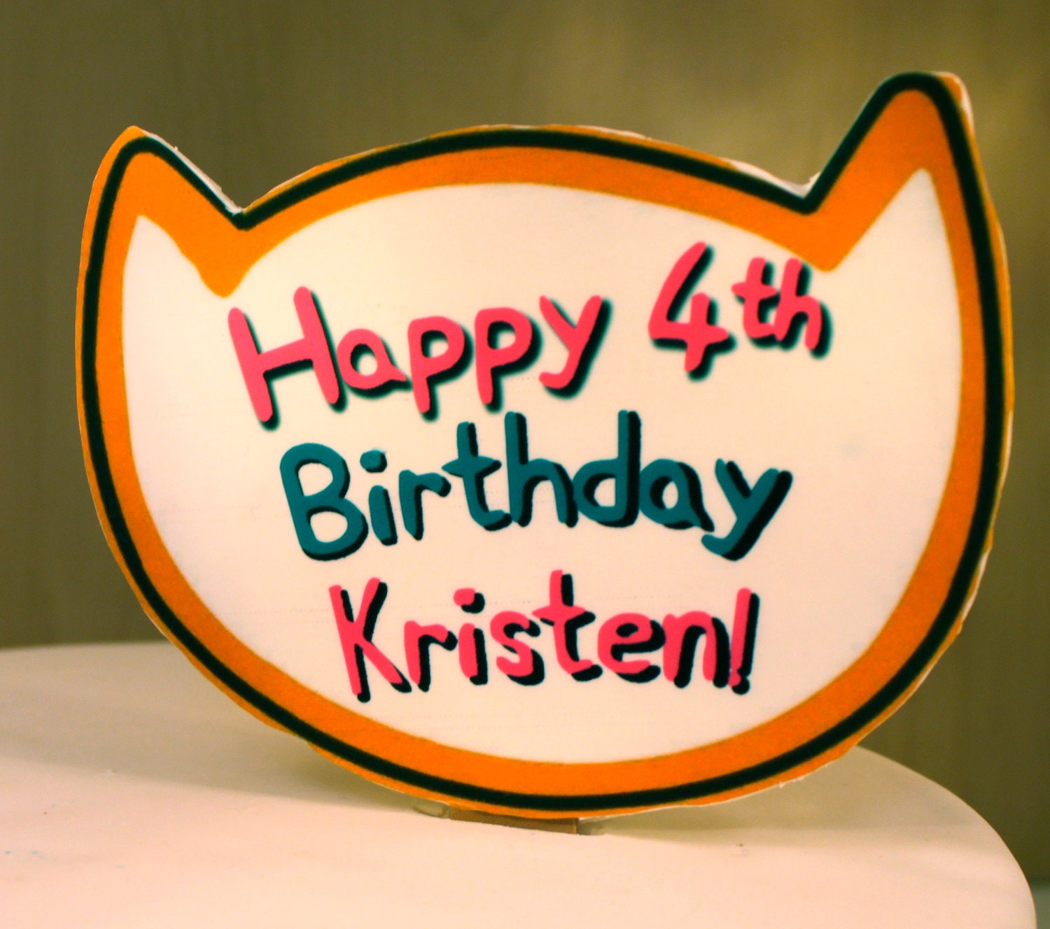 Edible Poppy Cat Inspired Cake Plaque